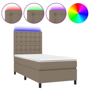 vidaXL Boxspringbett Taupe (100x200 cm) mit Matratze und LED-Beleuchtung.