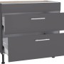 Optifit Unterschrank Ingvar420, 90 cm, Anthrazit matt, mit 2 Auszügen und Edelstahlgriffen.