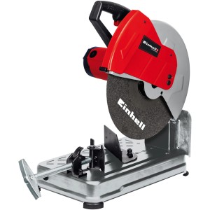 Einhell TC-MC 355 Metall-Trennmaschine: Tischkreissäge mit rotem Gehäuse und Trennscheibe.