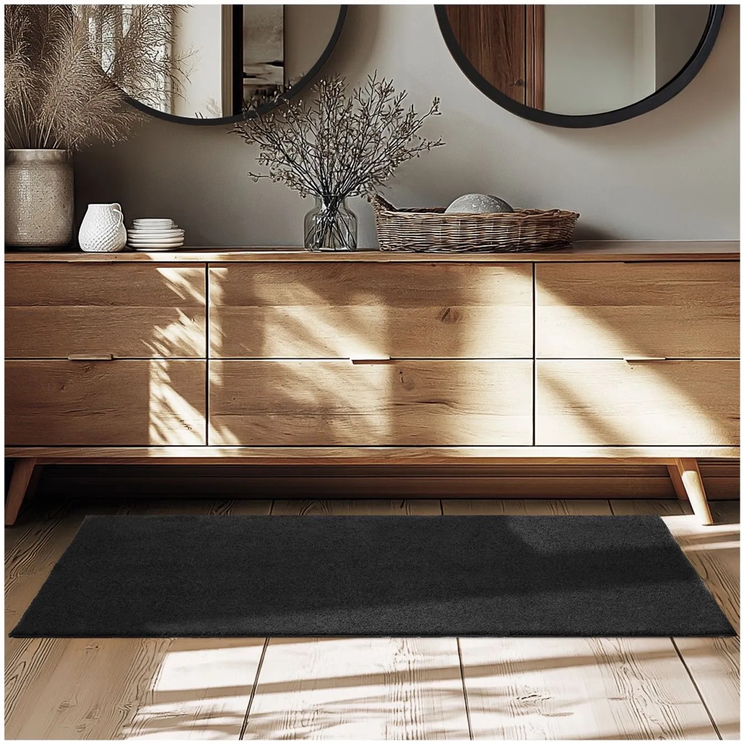 Tectake Kurzflorteppich Soft Zone Verschiedene Größen und Farben Flauschige Oberfläche  1630 G M² Florgewicht 80 x 150 cm 80 x 150 x 1 50 cm Schwarz