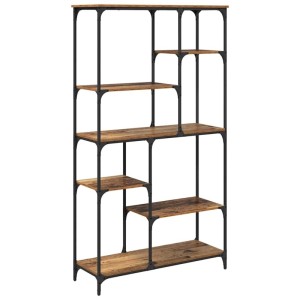 vidaXL Bücherregal im Altholz-Design, 99x35,5x176 cm, mit 5 Regalen und Metallbeinen.