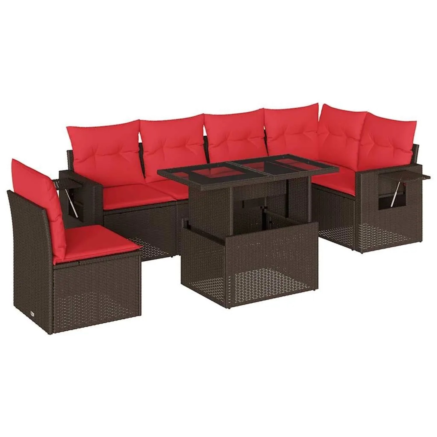 vidaXL 7-Tlg Gartensofa-Set mit Kissen Braun Polyrattan 3267944 günstig online kaufen