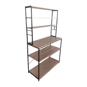 Relaxdays Küchenregal Eisen MDF Holzoptik Hellgrau Mit Arbeitsplatte 167 cm x 100 cm x 40 cm 23 kg