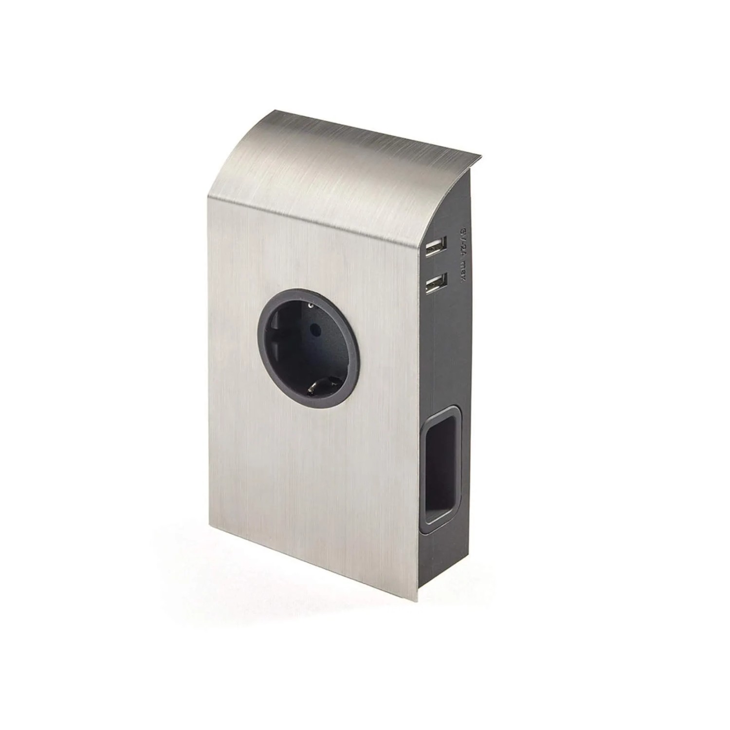 SOTECH Unterbau Anbausteckdose Edelstahloptik Gebürstet mit Schuko 2x Euro und 2x USB