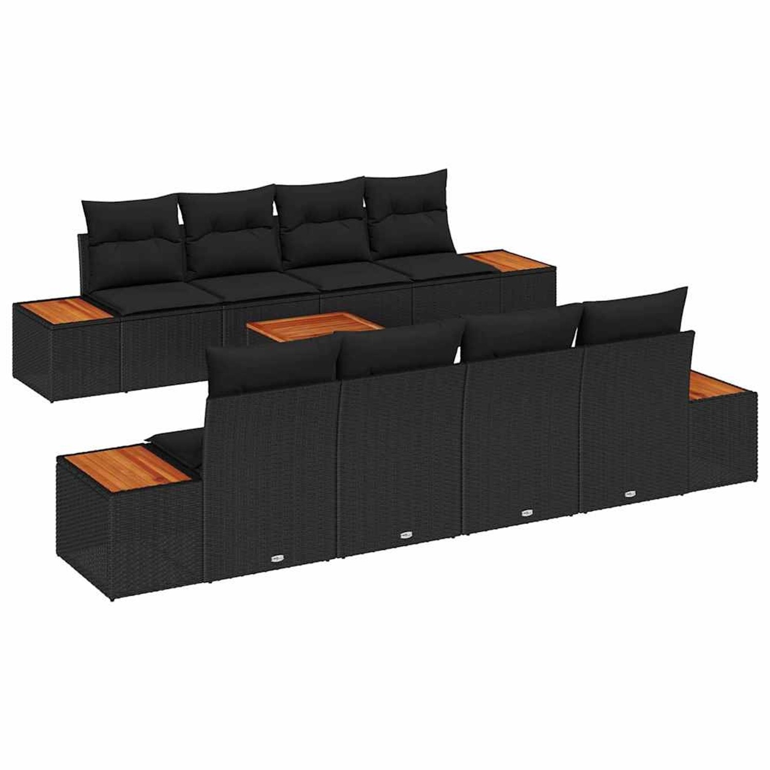 vidaXL Garten-Sofa-Set mit Kissen 9-Tlg Schwarz Poly Rattan 3356718 günstig online kaufen