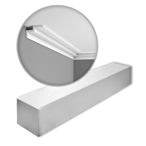 ORAC DECOR C390 MODERN Eckleisten Set, 10 Zierleisten, 20 m, Weiß. Detailaufnahme der Deckenleiste.