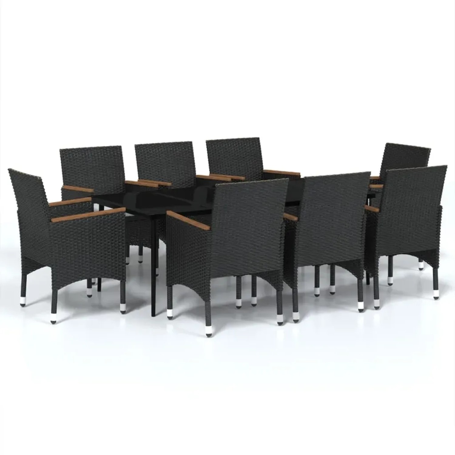 vidaXL 9-Tlg Garten-Essgruppe mit Kissen Schwarz 3099346