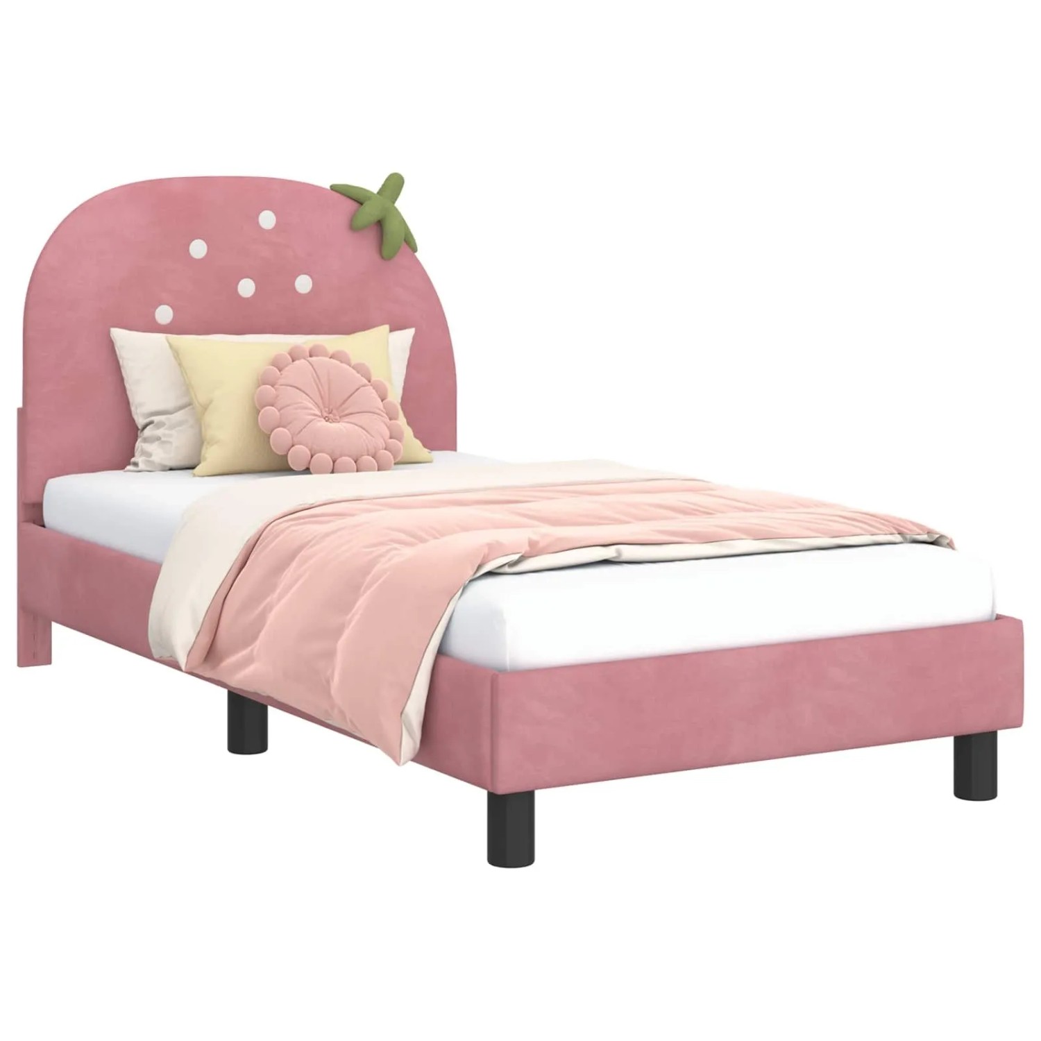 vidaXL Kinderbettgestell mit Kopfteil Rosa 80 x 160 cm Samt 42011065 günstig online kaufen