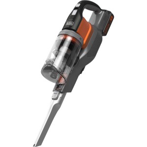 Black+Decker Akku-Stielsauger BHFEV182B, 18V, ohne Akku/Ladegerät. Kompakter Bodenstaubsauger in Grau und Orange.