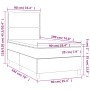 vidaXL Boxspringbett Taupe, 90x190 cm, Stoffbett mit Matratze und Kopfteil, Maße sind eingezeichnet.