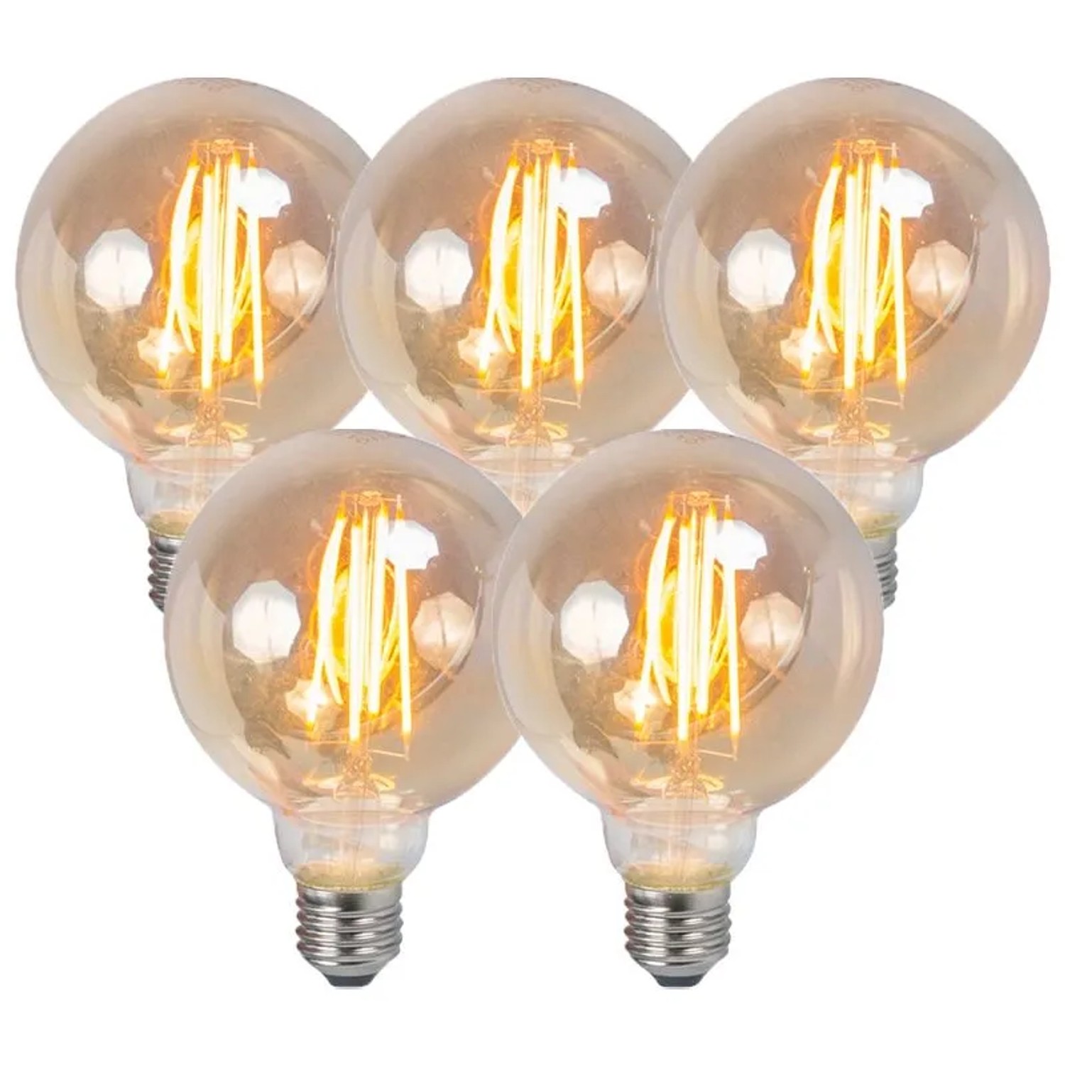LUEDD Set mit 5 Dimmbaren E27 LED Filament Rauchlampen 5 W 380,m 2200 K