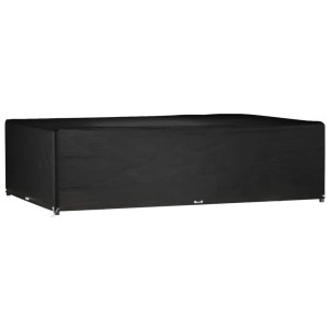 Schwarze, rechteckige vidaXL Gartenmöbel-Abdeckung aus PE mit 16 Ösen, 325x205x90 cm.