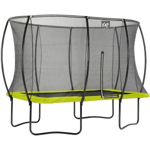 Rechteckiges, grünes EXIT Silhouette Gartentrampolin 244x366 cm mit Sicherheitsnetz.