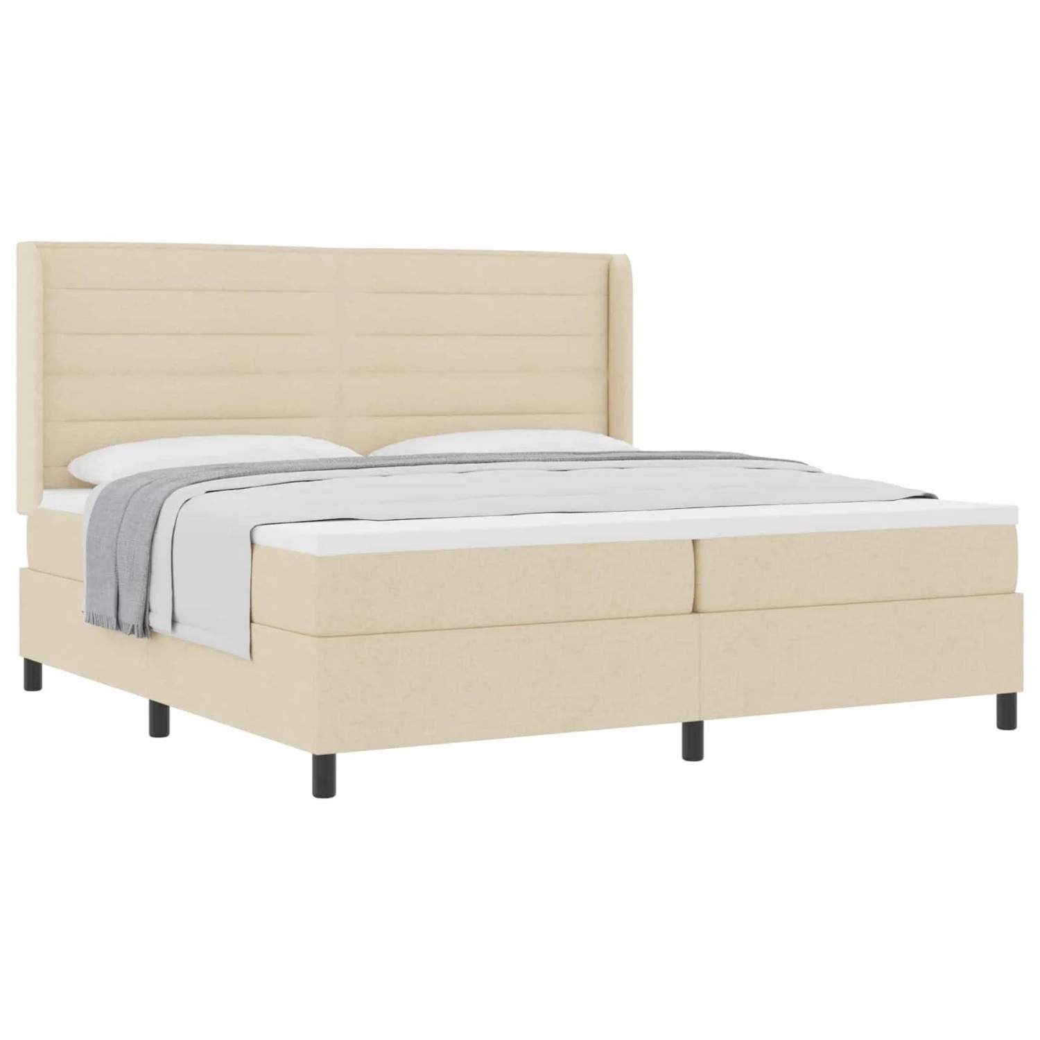 vidaXL Boxspringbett mit Matratze Creme 200 x 200 cm Stoff 3341607