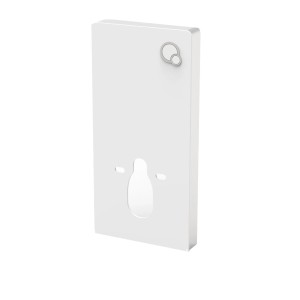 Glasdeals Sanitärmodul für Wand-WC mit Betätigungsplatte aus Weißglas.