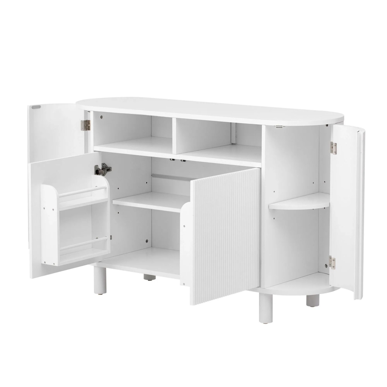 okwish Sideboard mit Kühlschrankähnlichen Türen Flur 120x38x77cm Weiß