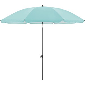 Derby Marktschirm COMO, Ø 165 cm, hellblau, mit Knickfunktion. Sonnenschirm für Balkon und Garten.