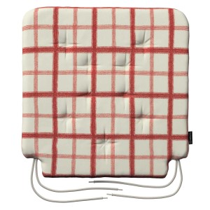 Dekoria Stuhlkissen Christoph rot-creme kariert mit Bindebändern, 42x41x3,5 cm.