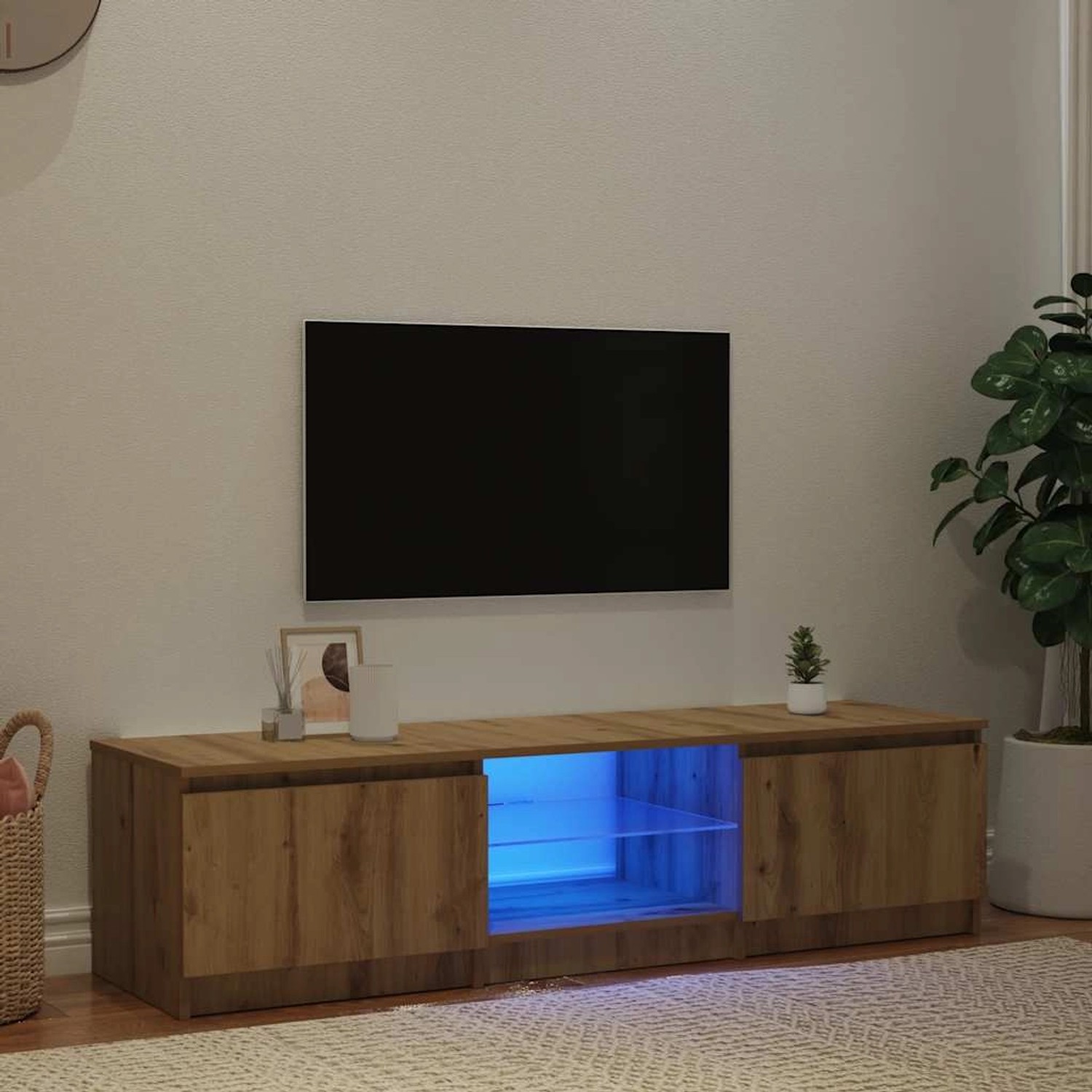 vidaXL TV-Schrank mit LED-Leuchten Artisan-Eiche 140x40x36 cm 856350 günstig online kaufen