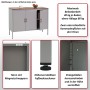 Graue MCW Kommode L84-3 mit Holzplatte, 3 Türen und Metallfüßen.