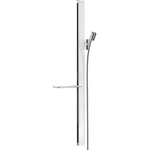 Hansgrohe Unica Brausestange E 90 cm, weiß/chrom, mit Brauseschlauch und Ablage.