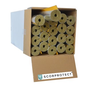Karton mit Scorprotect Rohrisolierung Alu, 22 mm x 30 mm, für Heizungsinstallation.