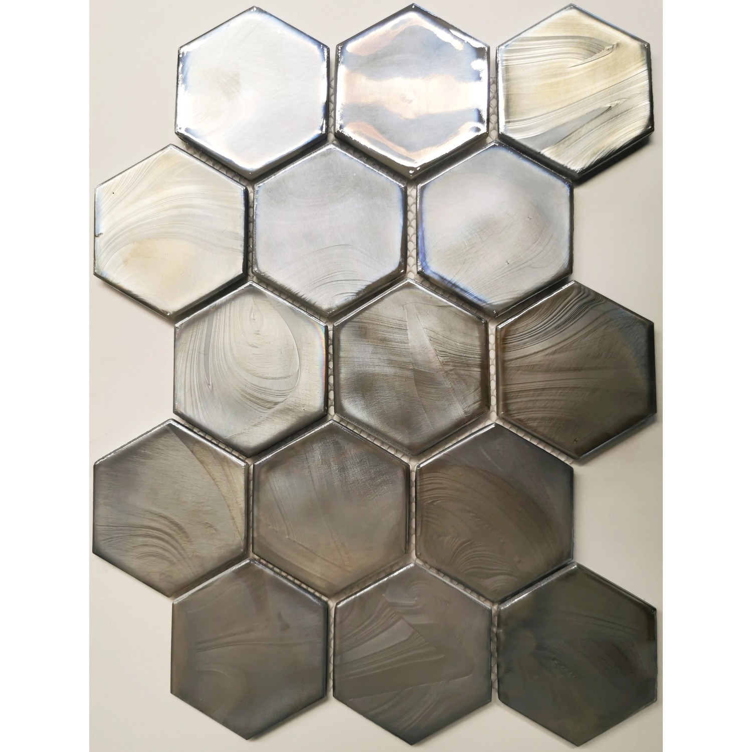 Mosaikmatte Cadiz Hexagon Keramik Grau 26 cm x 29,9 cm