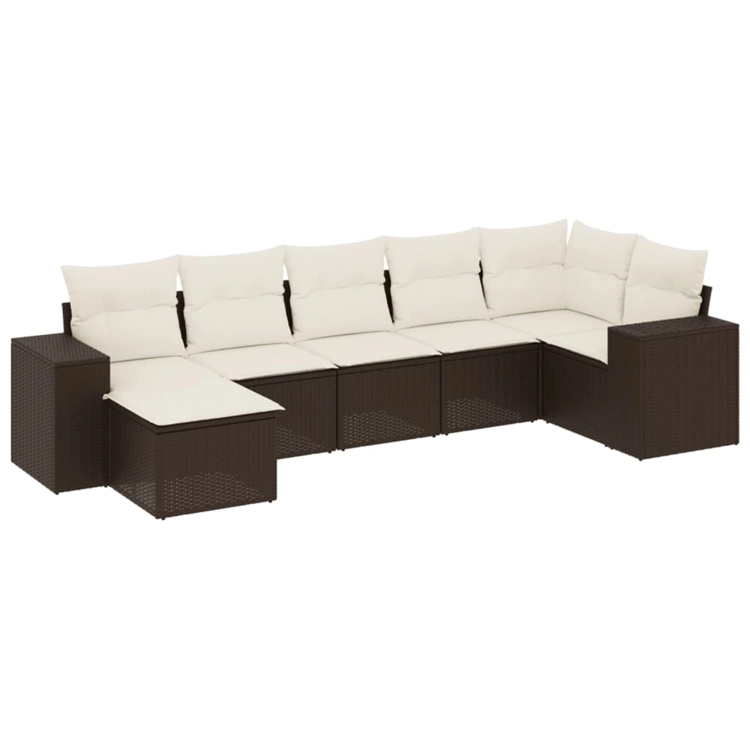 vidaXL 7-Tlg Garten-Sofagarnitur mit Kissen Braun Poly Rattan 3222882 günstig online kaufen
