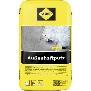 Sakret Außenhaftputz Grau 25kg im gelben Sack, Unterputz für Fassaden und Feuchträume.