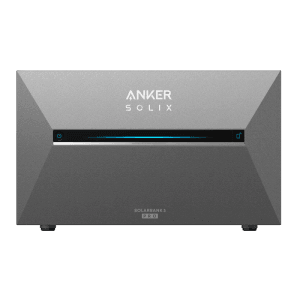 Graue Anker SOLIX Solarbank 3 Pro LiFePO4 Speicher Power Station mit blauer Statusanzeige.