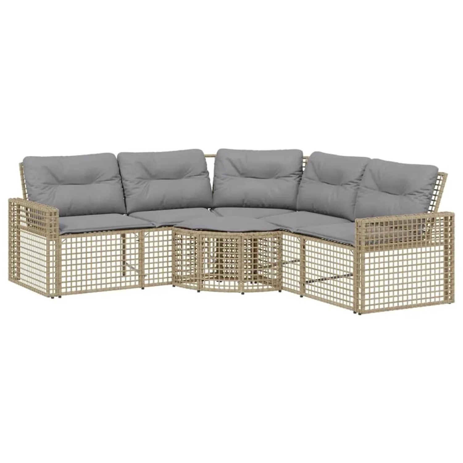 vidaXL Gartensofa in L-Form mit Kissen und Fußbank Beige Poly Rattan 365897 günstig online kaufen