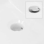 Eckiges, weißes ECD Germany Aufsatzwaschbecken aus Keramik, Detailaufnahme Ablauf.