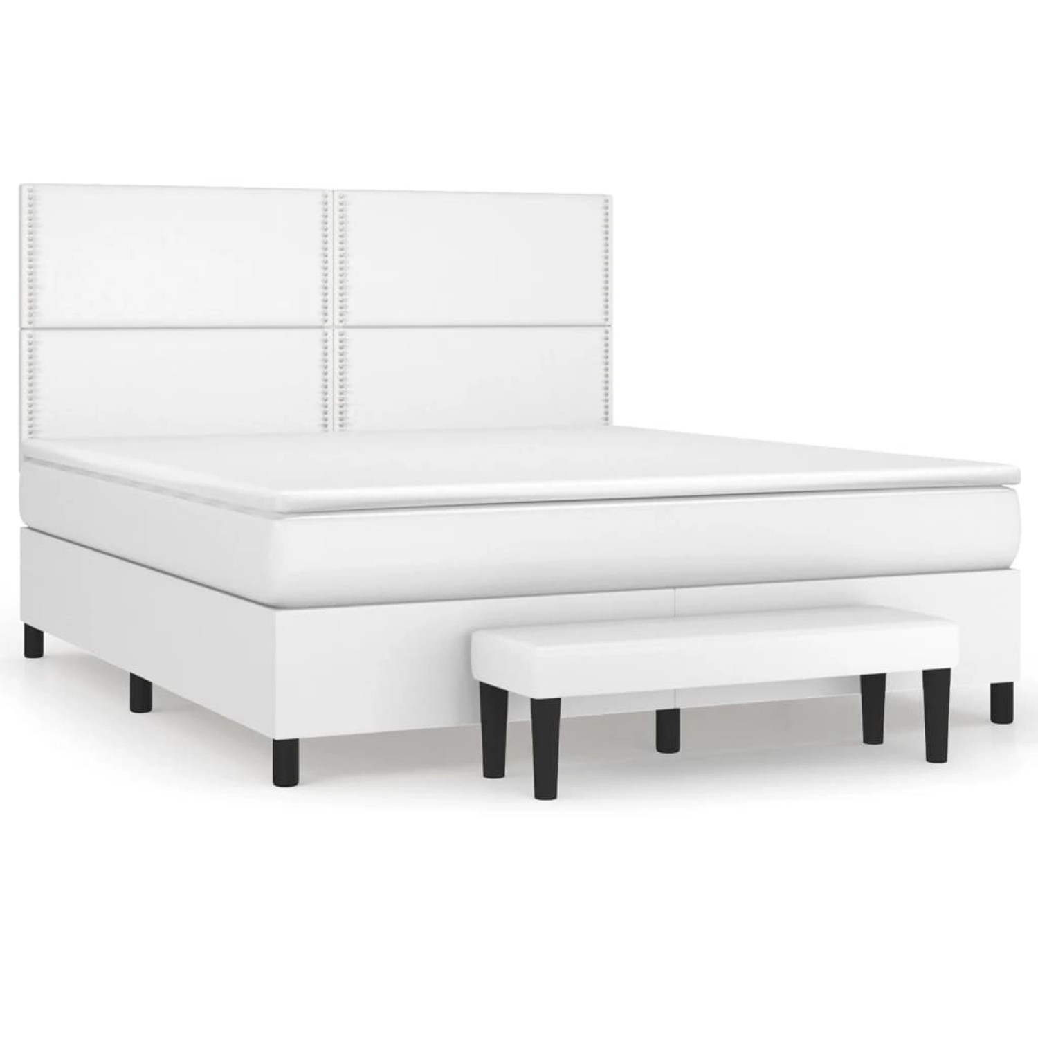 vidaXL Boxspringbett mit Matratze Weiß 180x200 cm Kunstleder 3137618 günstig online kaufen
