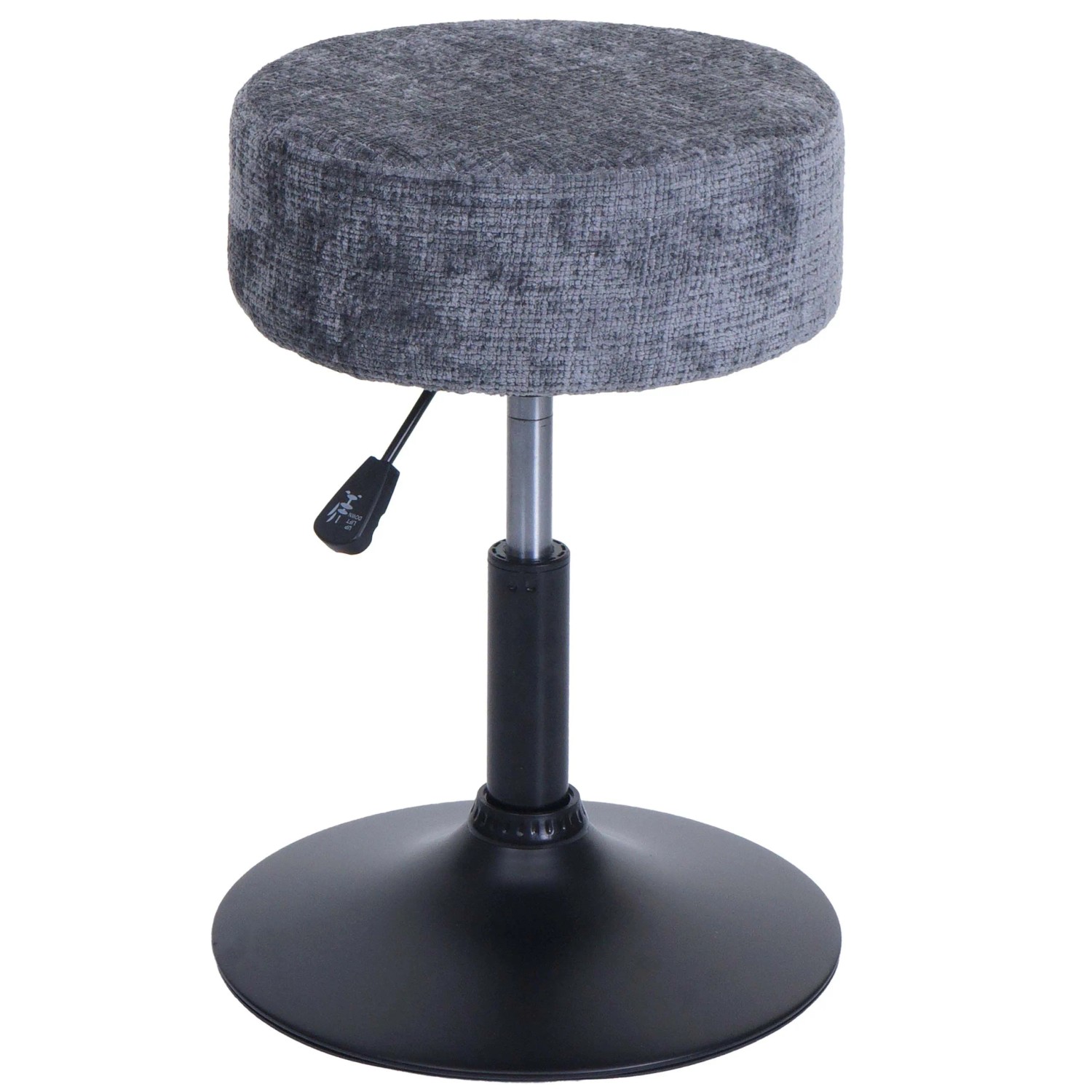 MCW Hocker C22 Höhenverstellbar Drehbar Ø 37cm Stoff Chenille Dunkelgrau