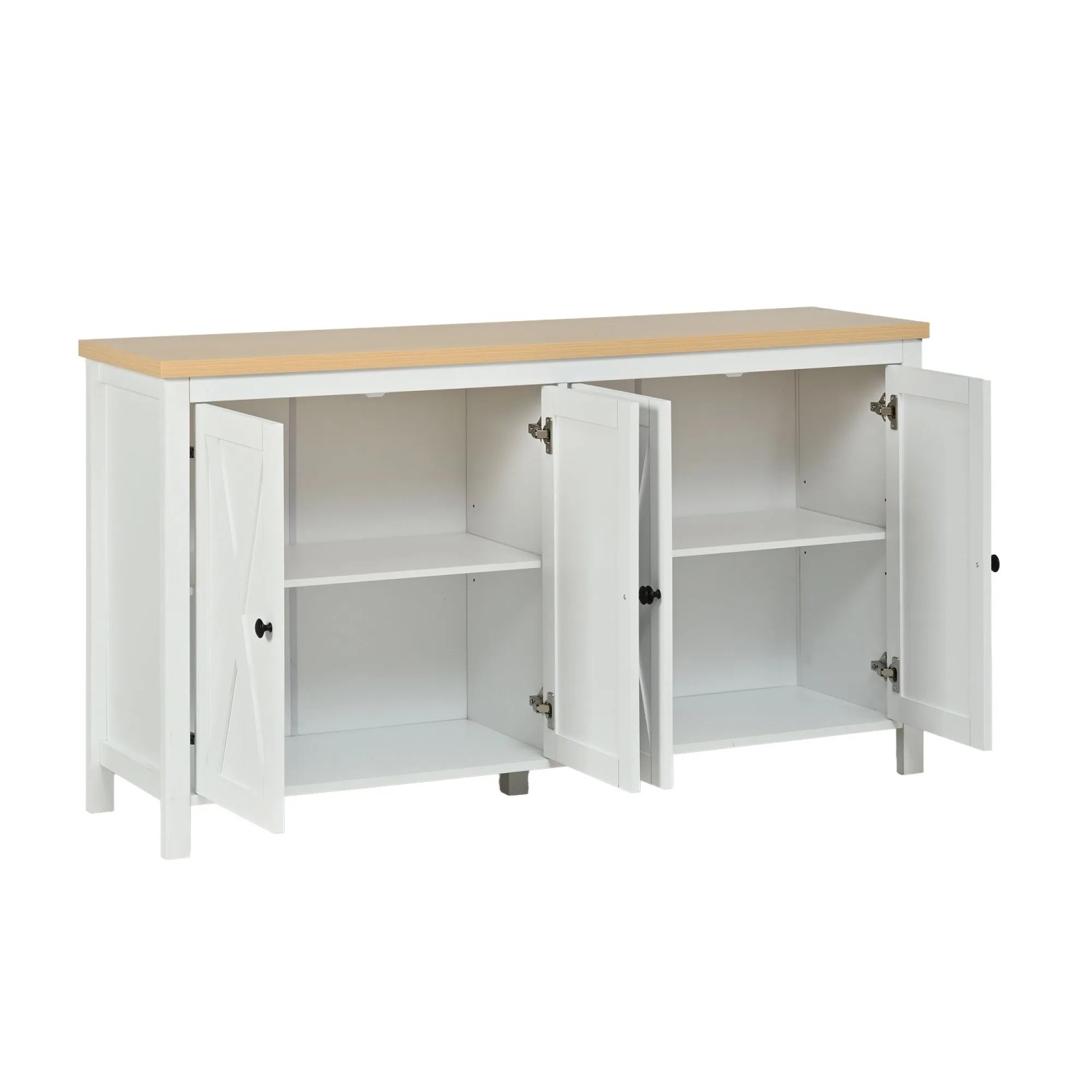 Merax Sideboard 140x40x78 cm Weiß 4 Türen mit Stauraum