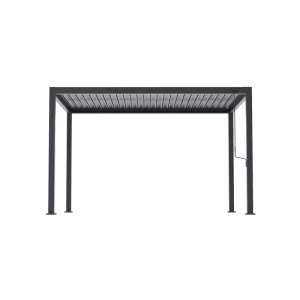 Anthrazitfarbene MWH Pergola C110 Series 3x4m mit verstellbaren Lamellen für Garten & Terrasse.