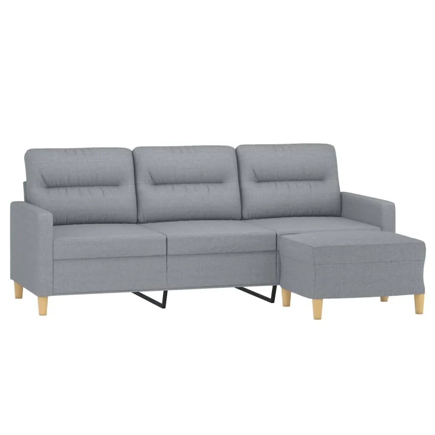vidaXL 3-Sitzer-Sofa mit Hocker Hellgrau 180 cm Stoff 3201073
