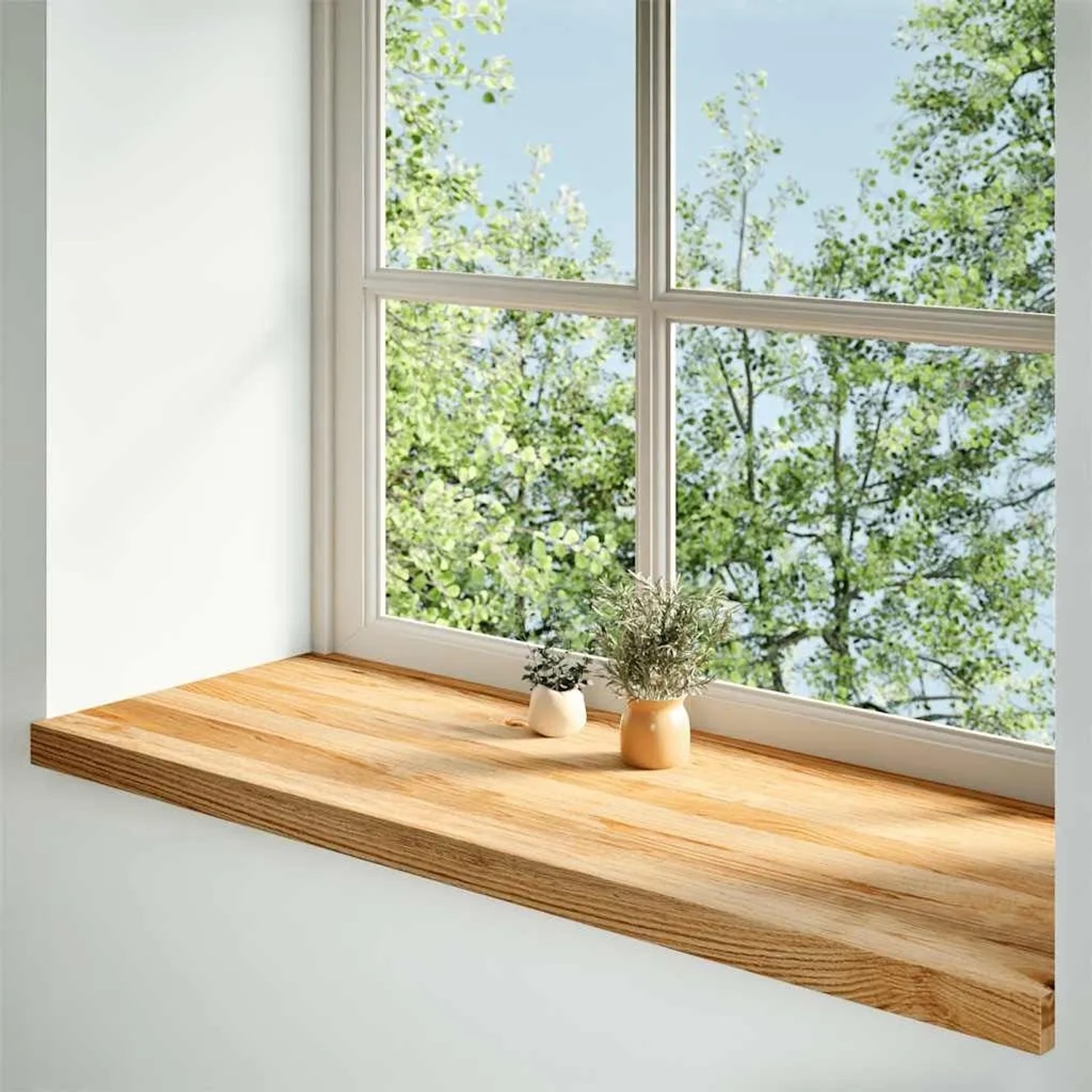 vidaXL Fensterbänke 2 Stk Hellbraun 100x40x2 cm Massivholz Eiche 4009160_2
