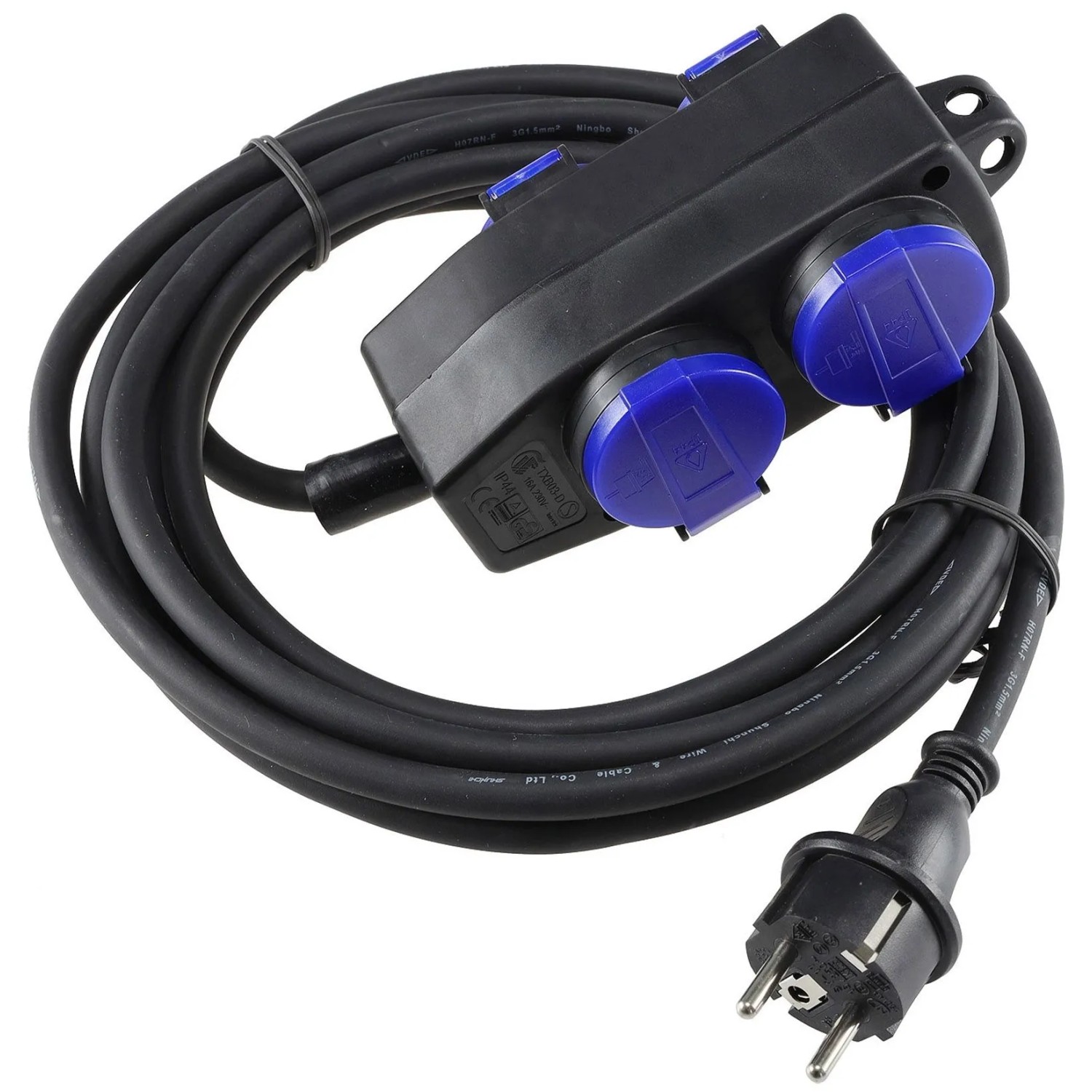 ChiliTec Werkstatt Steckdose 4Fach 5m Kabel IP44 Mit Aufhänger H07RN