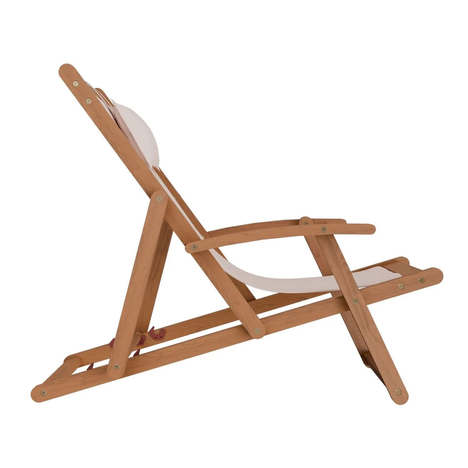2er Set Juskys Akazienholz Strandliege Tavira Creme, klappbar und verstellbar.