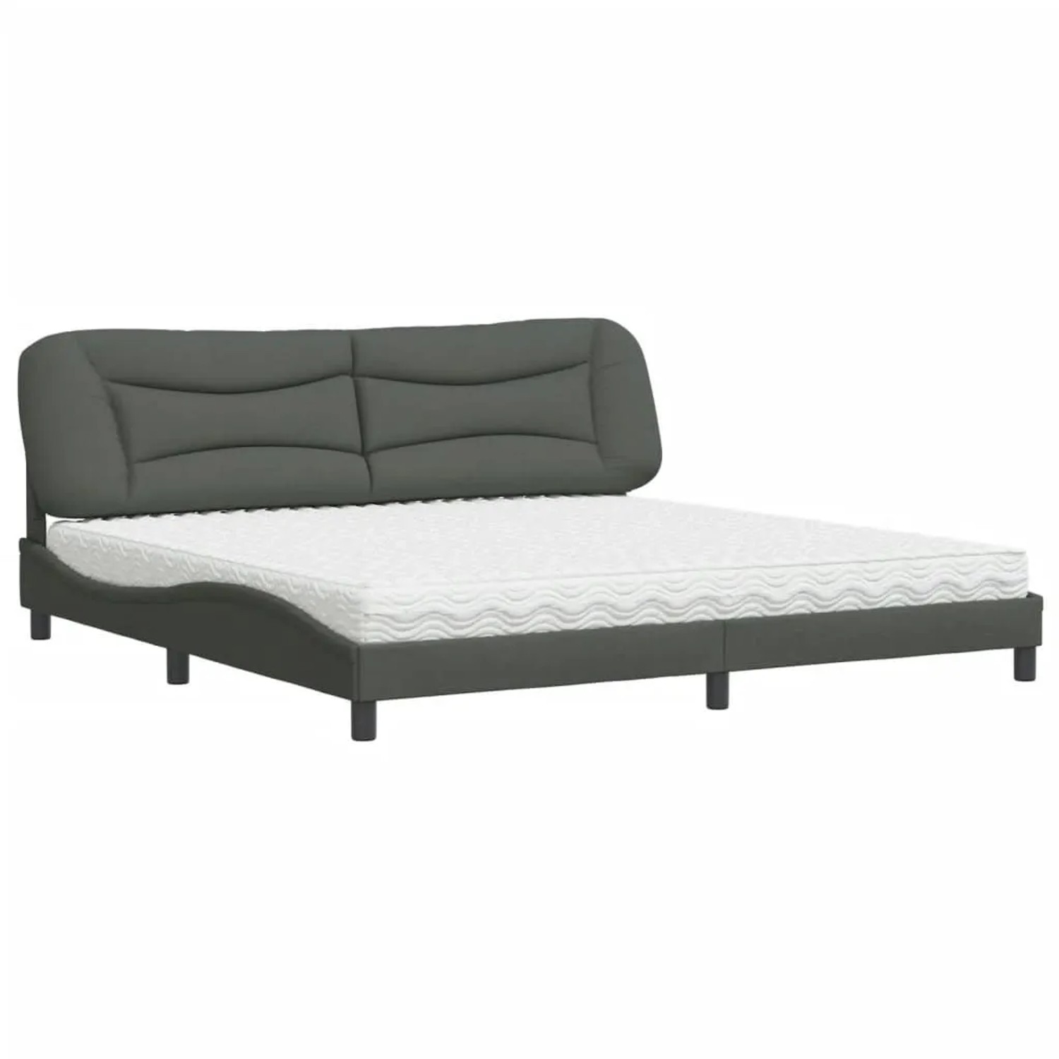 vidaXL Bett mit Matratze Hvar Dunkelgrau 200x200 cm Stoff 3208556