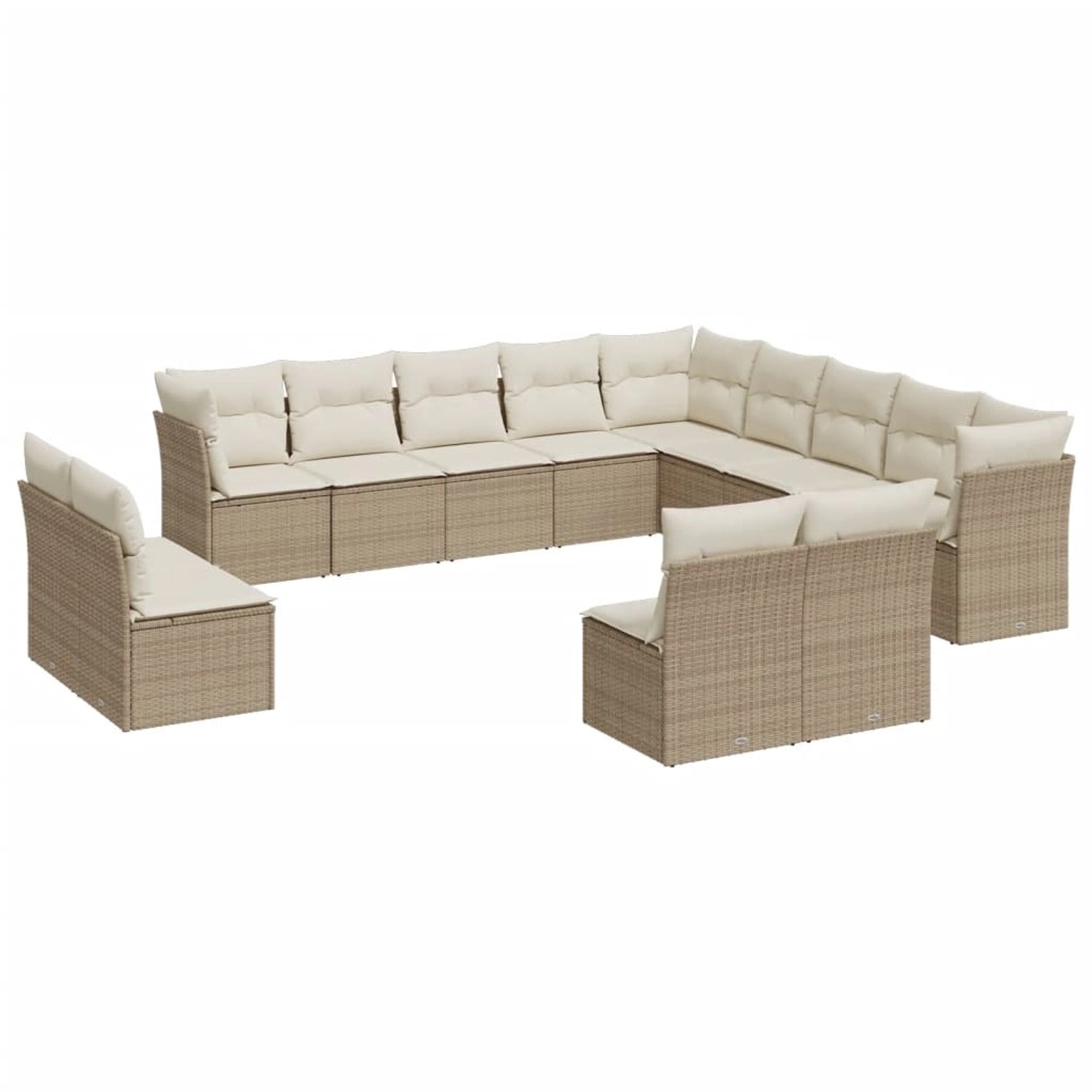 vidaXL 13-Tlg Garten-Sofagarnitur mit Kissen Beige Poly Rattan 3218488 günstig online kaufen