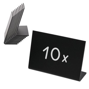 HMF 46424 Tischaufsteller Kreidetafel 10 Stück LAufsteller 10 x 7 cm Schwarz