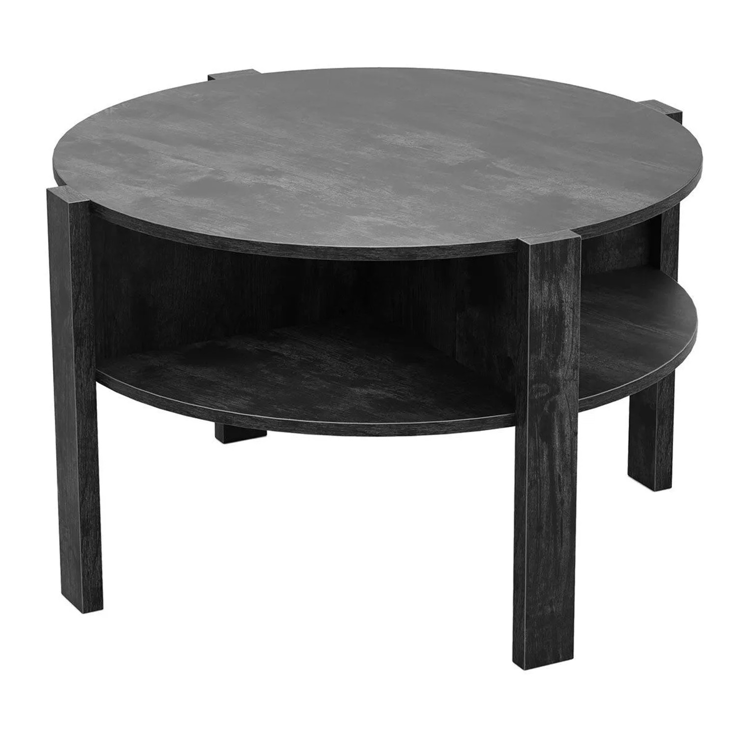Costway Couchtisch Rund mit Stauraum Wohnzimmertisch Holz Braun