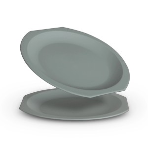 Zwei grüne ProHome Kunststoffteller, Ø23cm, BPA-frei, stapelbar.