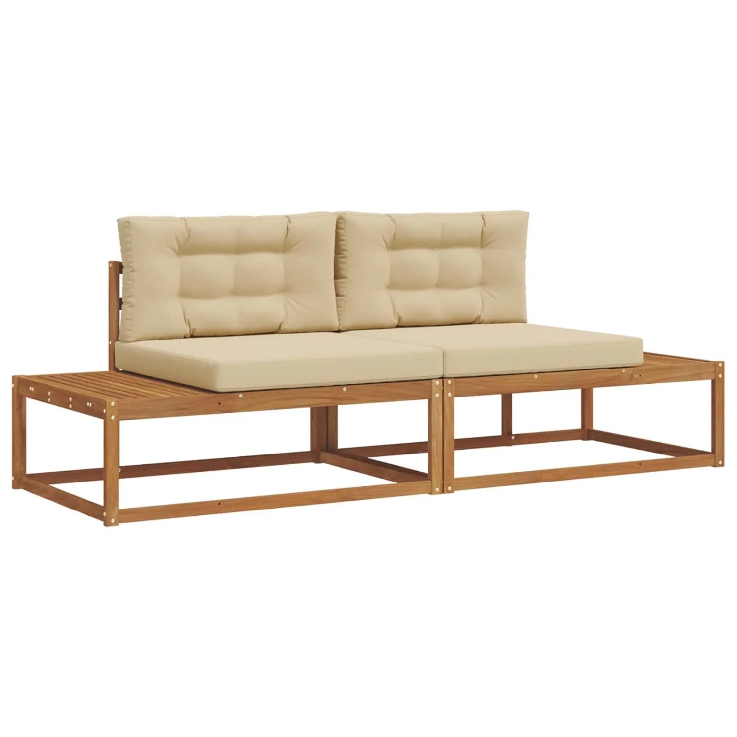 vidaXL Outdoor-Sofagarnitur mit Kissen 2 Stück Natur und Beige 3368126