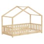 ML-Design Hausbett 80x160 cm aus Kiefernholz, naturfarben, mit Rausfallschutz.