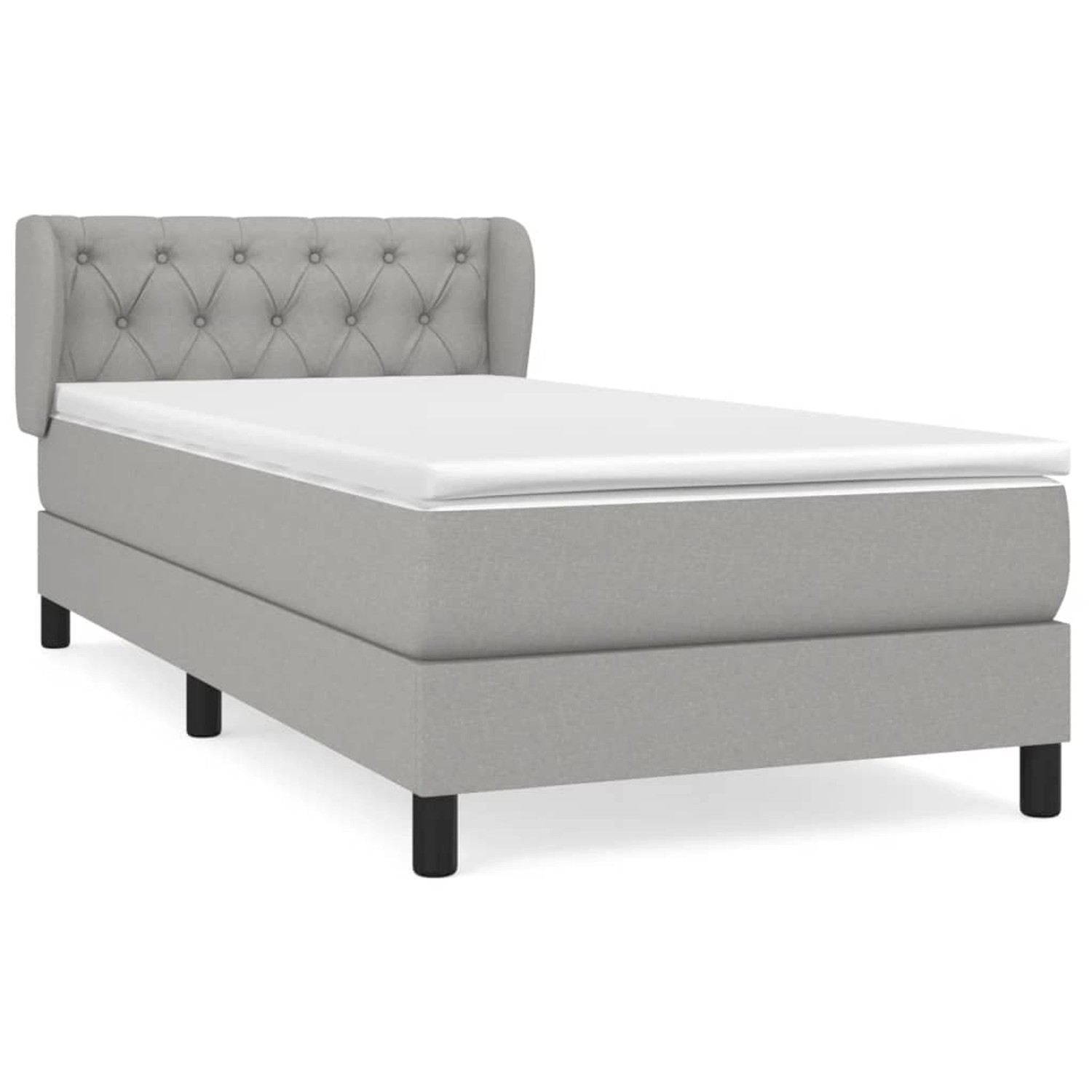 vidaXL Boxspringbett Boxspringbett mit Matratze Hellgrau 80x200 cm Stoff Be günstig online kaufen