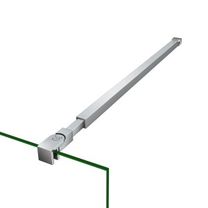 Chromfarbene, ausziehbare Dusch-Stabilisierungsstange aus Edelstahl für Glas-Seitenwände, 73-120cm.