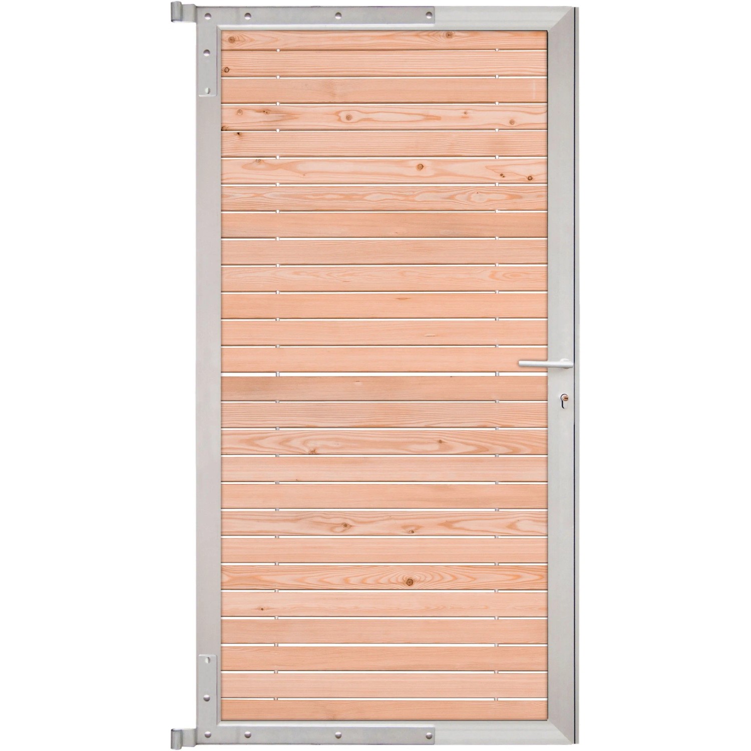 GartenLand Steckzauntor Göteburg 90 x 175 cm Holz Europäische Lärche PEFC Aluminium Silber